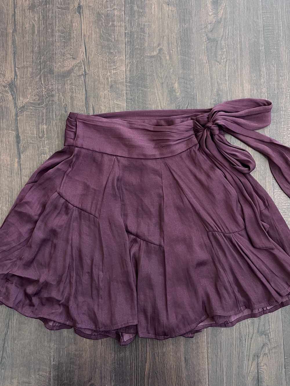 Free People Tie-Waist Plum/ Burgundy Circle Skirt lightweight summer vacation